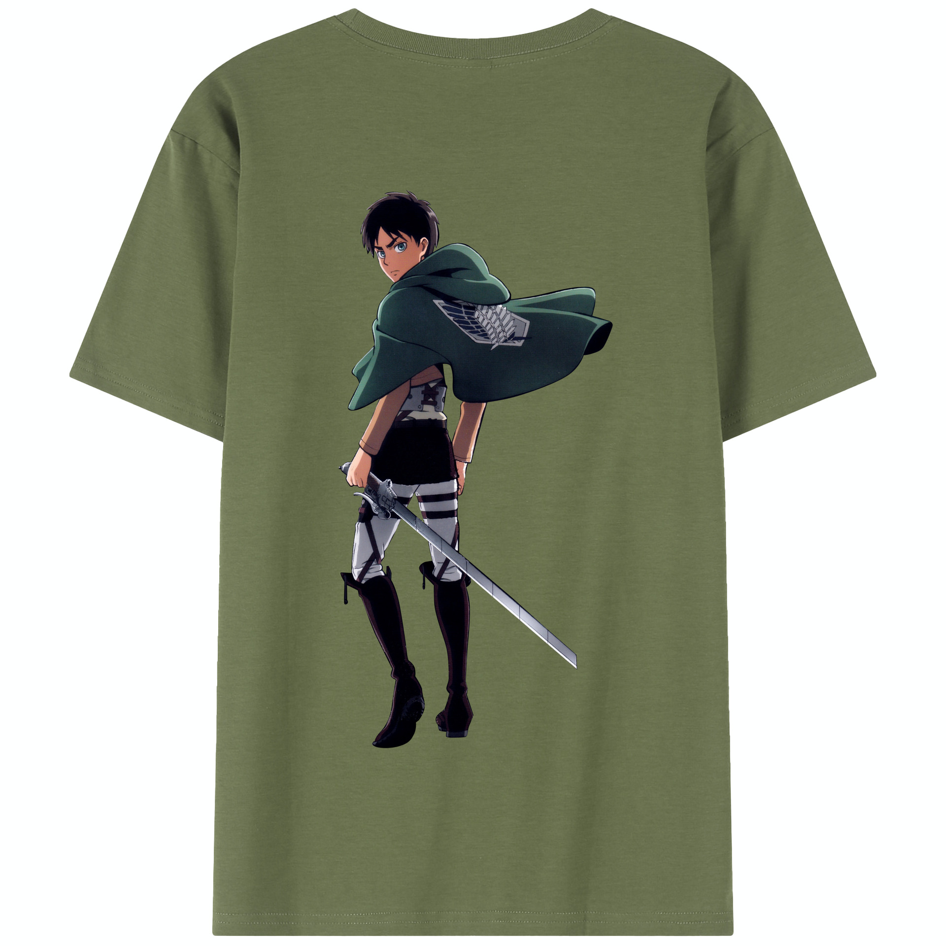 （画像用） 進撃の巨人 エレン･イェーガー Attack on Titan Eren Jäger 綿100％半袖Tシャツ（背面プリント）